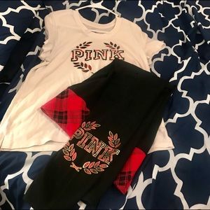 2 pc PINK VS legging and t shirt  outfit
